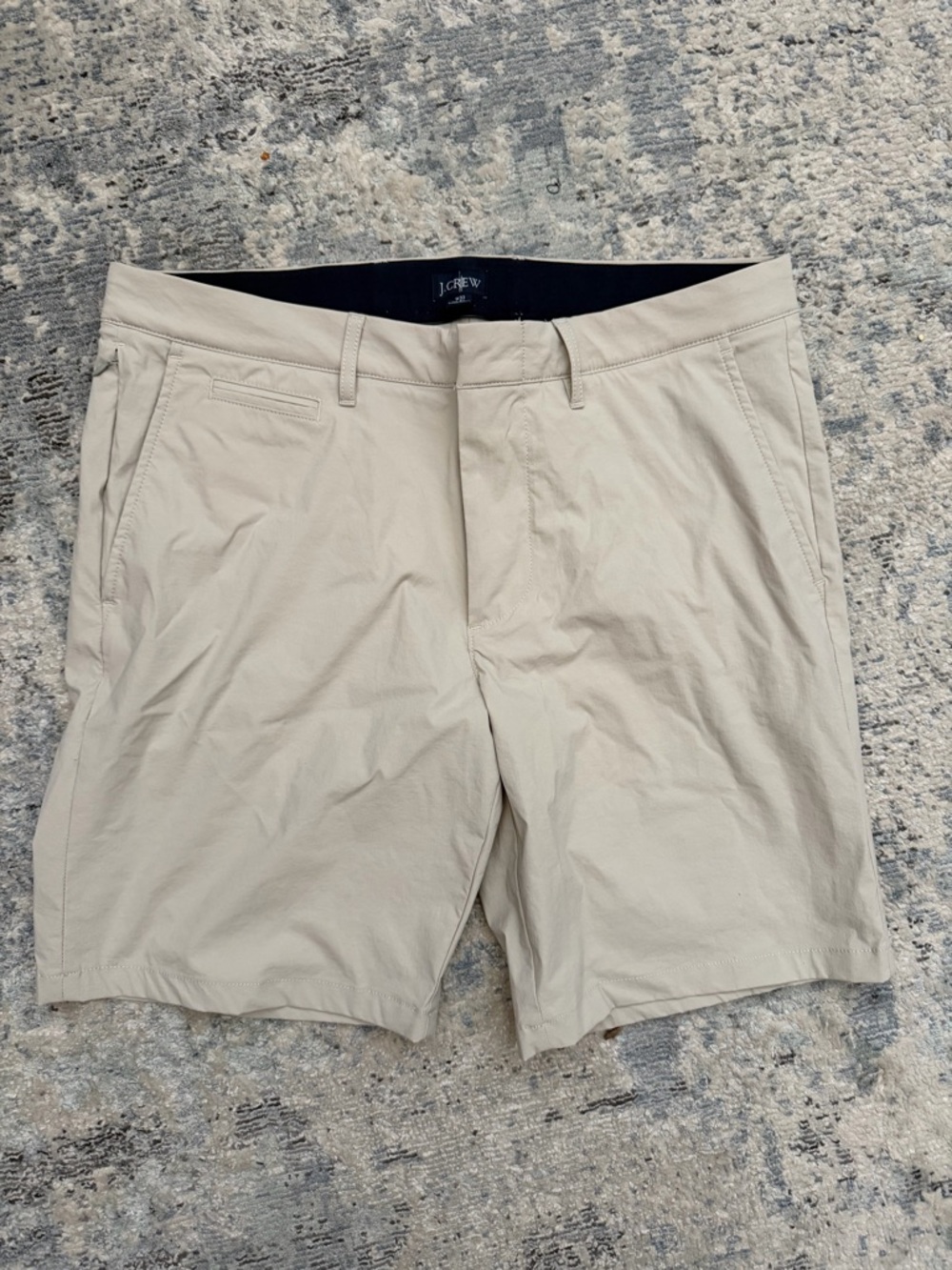 J. Crew Men’s Flat Front Chino Tech Shorts in Beige